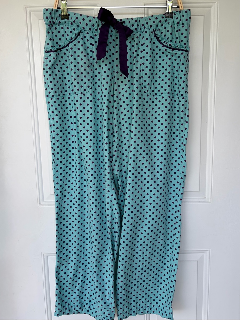 •Victoria’s Secret• Aqua & Purple Polka Dot Lounge/Pajama Pants - Size Large